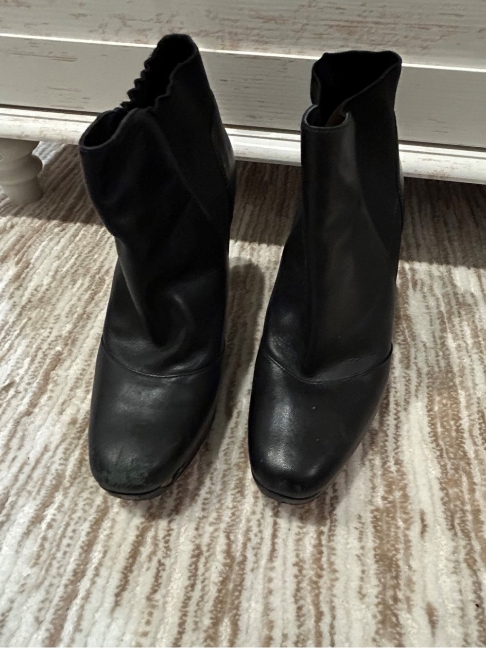 Black Leather Heeled Ankle Booties – Size 7.5 M